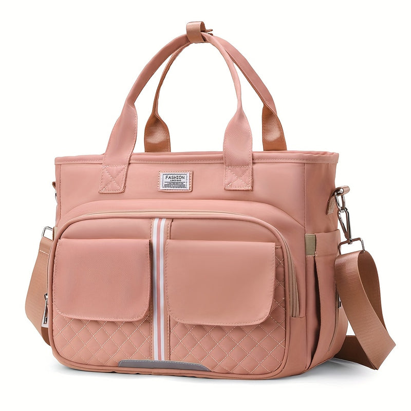 Bolsa de almuerzo aislada eonothem - Diseño estilizado de lana rosa con múltiples bolsillos, sin contacto con alimentos, perfecta para pícnic, viajes y uso diario, esenciales para pícnic | Textura de lana | Bolsa aislada