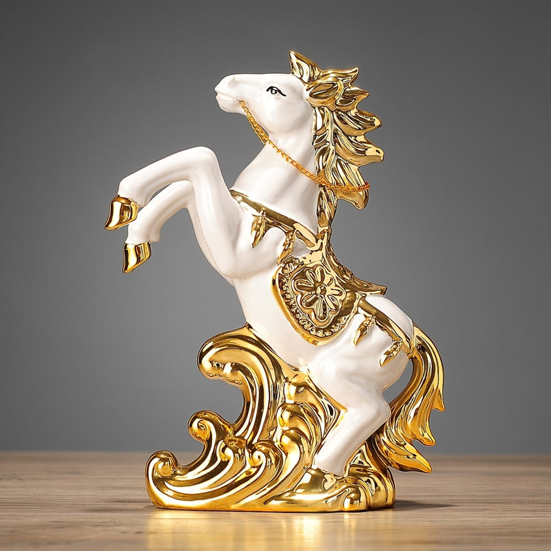 Elegante Figura de Caballo de Cerámica - Perfecta para Decoración de Hogar y Oficina, Regalo Ideal para Cumpleaños y Ocasiones Especiales