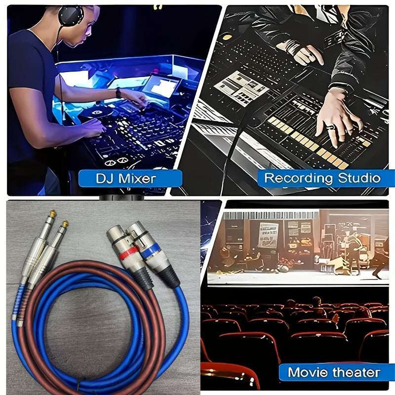 Cable de 6.5 mm a XLR hembra, paquete de 2, azul y marrón, alta calidad, disponible en longitudes de 1 metro (3 pies) a 3 metros (10 pies), ideal para mezcladoras de micrófonos, estudios de grabación e iluminación escénica
