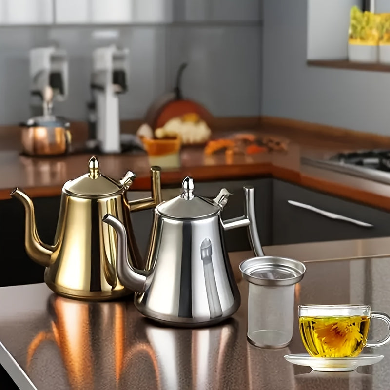 1pc Cafetera de Acero Inoxidable con Infusor Desmontable - Capacidad de 1L/1.5L/2L, Tetera de Té Resistente al Calor para Uso en Casa y Restaurante - Juego de Té de Acero Inoxidable 304 con Colador de Té