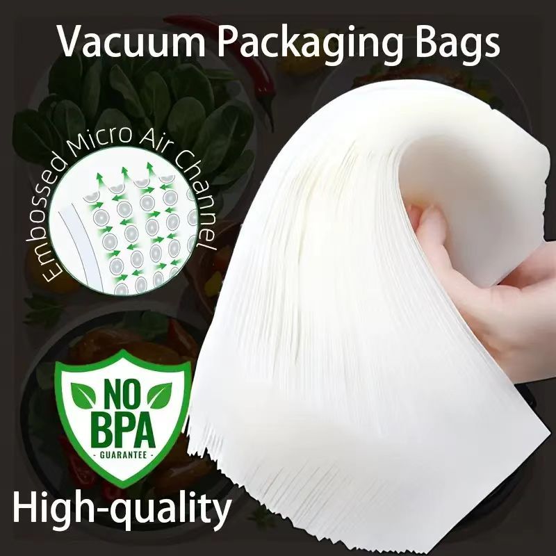 100/200/300 piezas de bolsas de vacío con patrón de malla para bolsillo - Accesorios de cocina esenciales para la conservación de alimentos - Reutilizables, herméticos y ahorradores de espacio para la organización de la cocina en casa