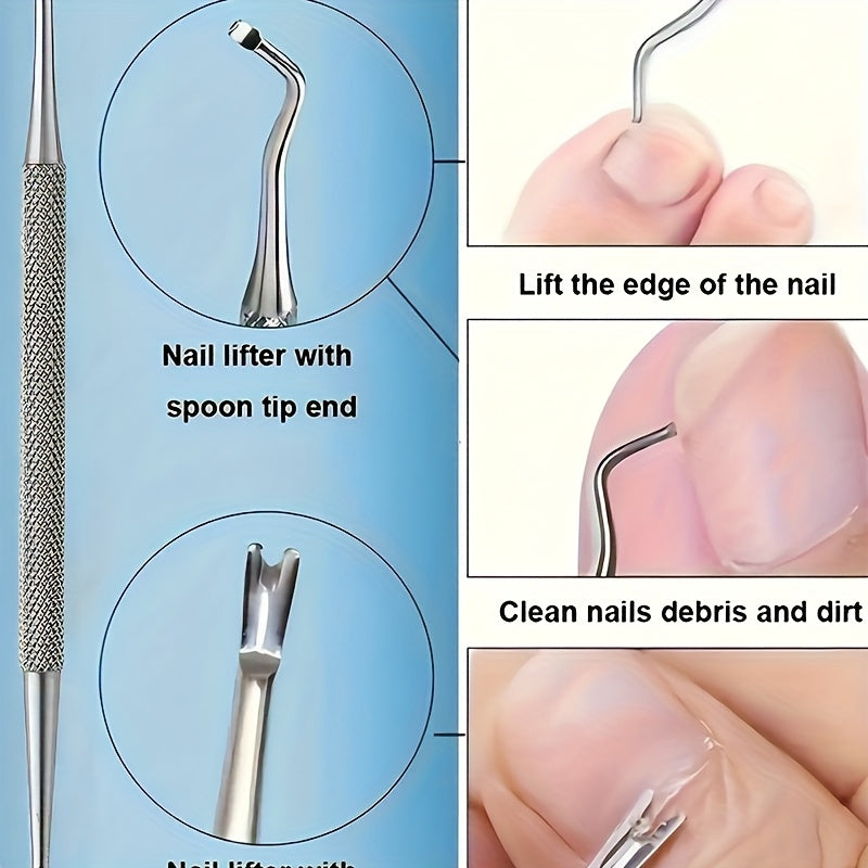 Kit de Cuidado para Uñas, Limpiador y Lima Doble Cara, Herramienta de Pedicura con Dos Cabezales, Adecuado para Uso Doméstico y Profesional