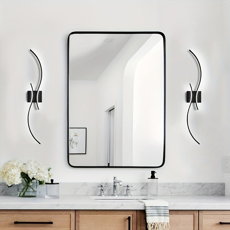 1pc Lámpara de Pared LED Moderna Negra - Acabado en Metal Mate, Montaje Semi-Rasante, Iluminación Dimmable para Ambiente, Adecuada para Dormitorio, Baño, Cocina, Pasillo, Escalera y Comedor, Lámpara LED Elegante