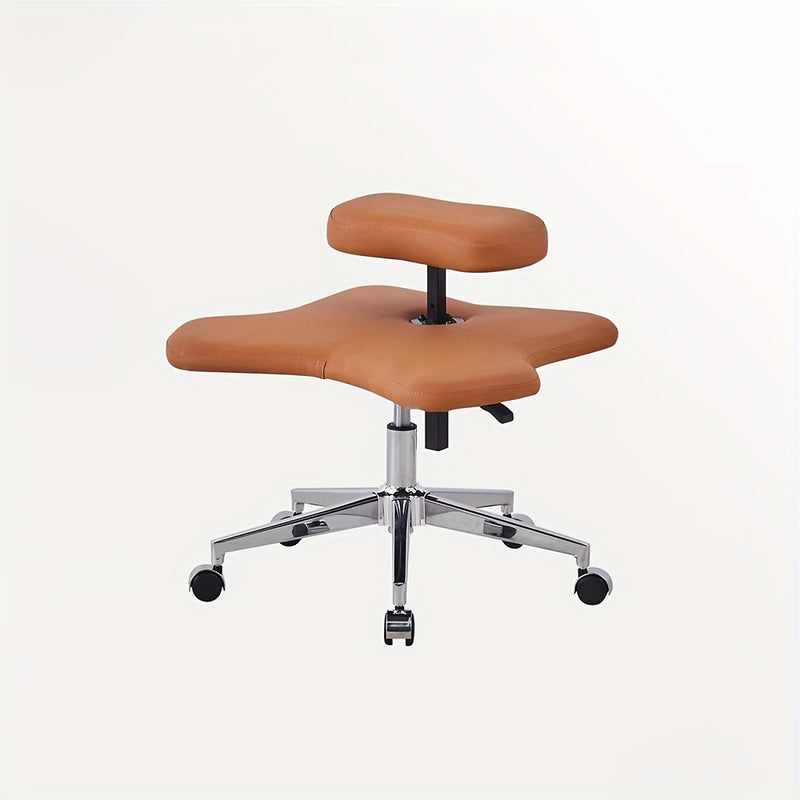 1 silla de oficina con piernas cruzadas, silla de meditación con altura ajustable, hecha de metal y equipada con ruedas, adecuada para el hogar con soporte para la espalda.
