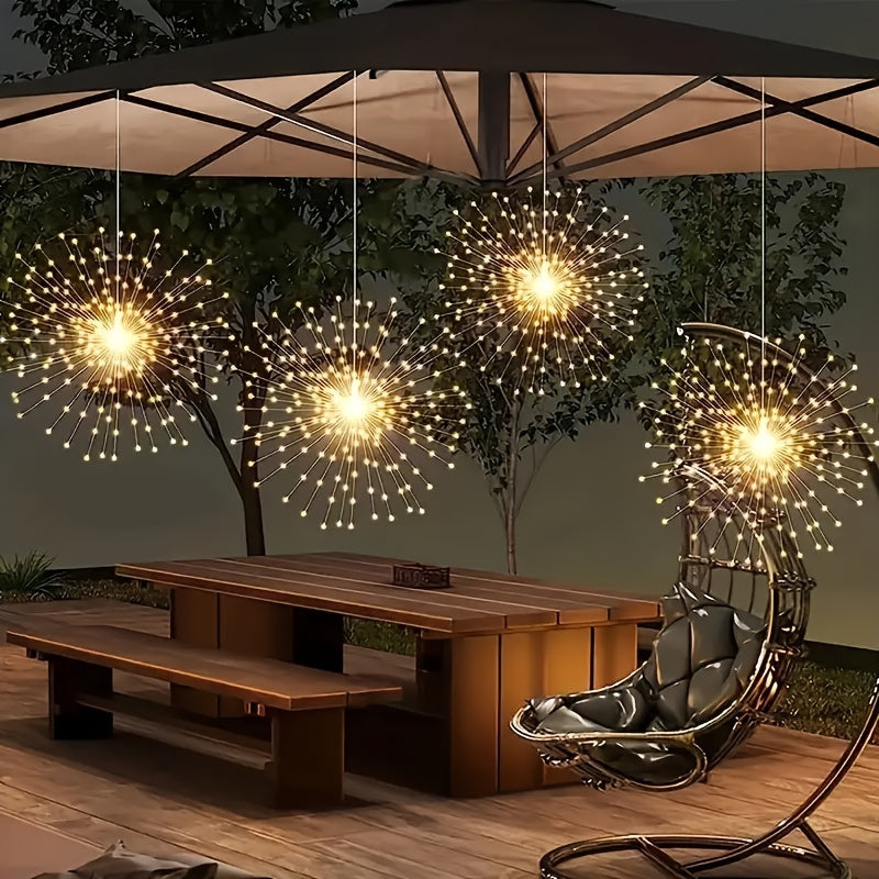 Juego de 4 luces colgantes solares con efecto de fuegos artificiales