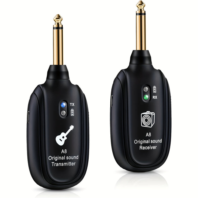 Sistema de Guitarra Inalámbrico con Batería Recargable - Transmisor y Receptor para Acústica, Bajo, Violín, Teclado e Instrumentos Eléctricos - ABS Duradero, Negro