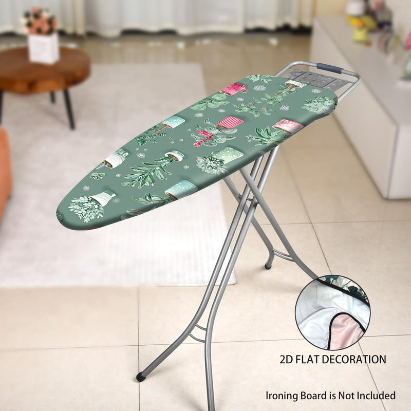 Fundas Lavables para Tabla de Planchar con Plantas Verdes - Sin Necesidad de Tabla, Ajusta a la Mayoría de Tablas Estándar, Decoración para Lavandería, Accesorios Fáciles de Instalar (Diseño Plano 2D), Organización del Hogar, Patrón Vibrante, Tela Durade