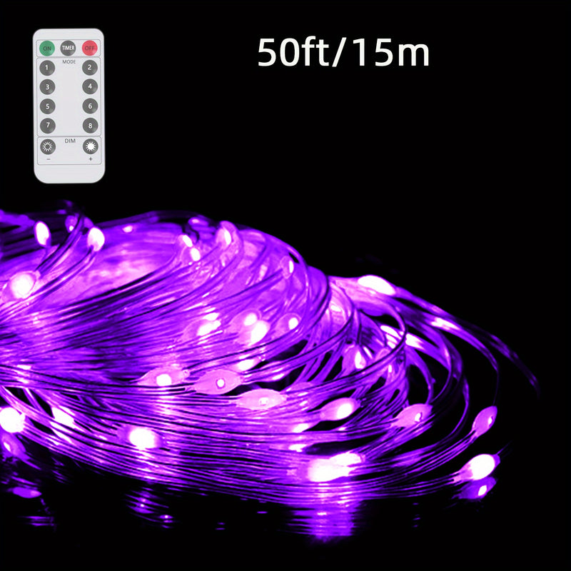 Kit de tiras de luz negra LED de 5,0/15,24/29,99/49,99 metros, fijo flexible de 5V con control remoto de 13 teclas, clasificación IP67, luces moradas para fiestas de brillo, cumpleaños en interiores, Halloween, decoración navideña, uso al aire libre en j