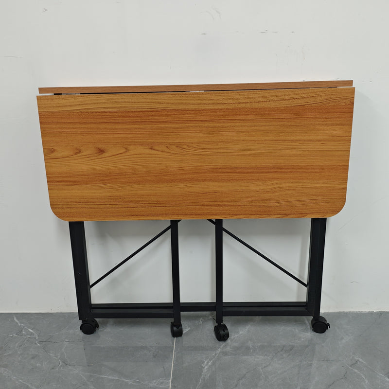 Escritorio plegable portátil de madera con ruedas giratorias 360°, mesa para computadora de oficina en casa, panel de madera y estructura metálica, sin necesidad de electricidad, 1 unidad