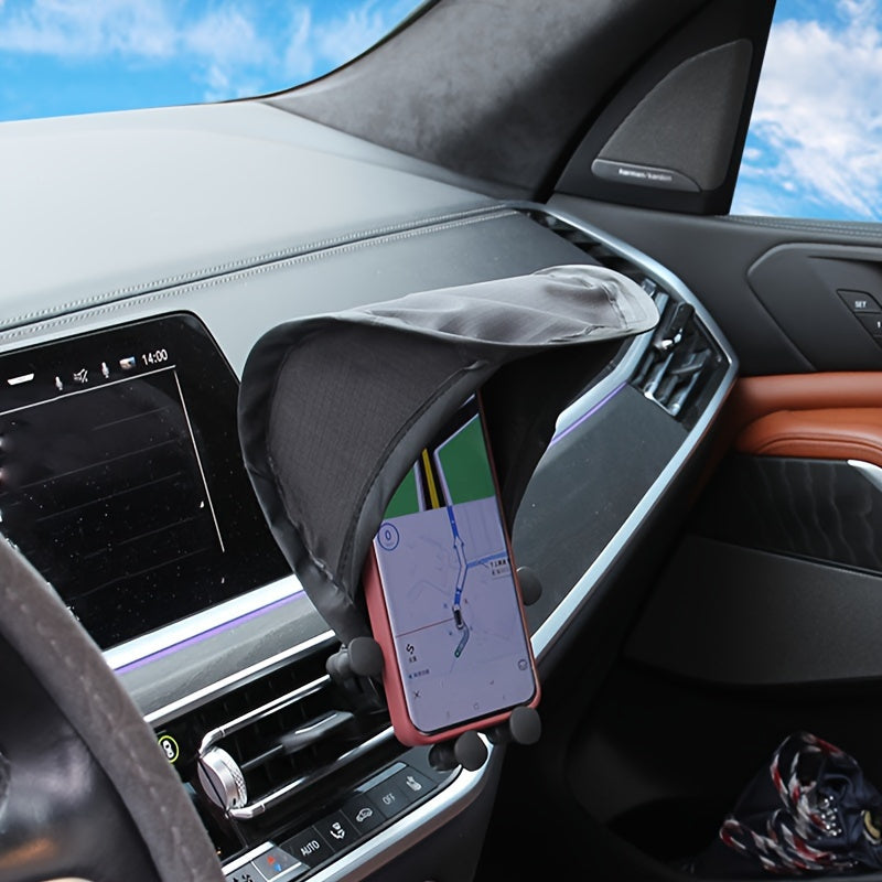 Soporte Plegable para Teléfono de Coche - Montaje en Ventilación y Visera de Nylon No Reflectante, Compatible con Todos los Vehículos, Protector de Pantalla Navegación Manos Libres, Fácil Instalación (No Impermeable), Accesorio para Vehículo, Diseño Mini