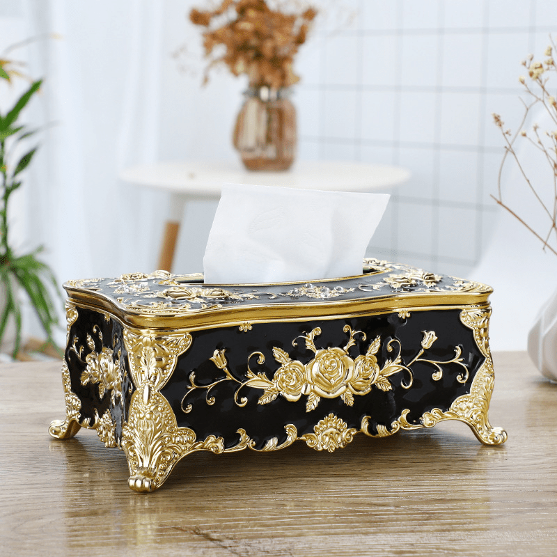 Porta pañuelos de lujo y estilo vintage europeo - Dispensador de papel con diseño floral, material plástico, decoración para mesa o coche, versátil para múltiples escenarios, adecuado para todas las estaciones