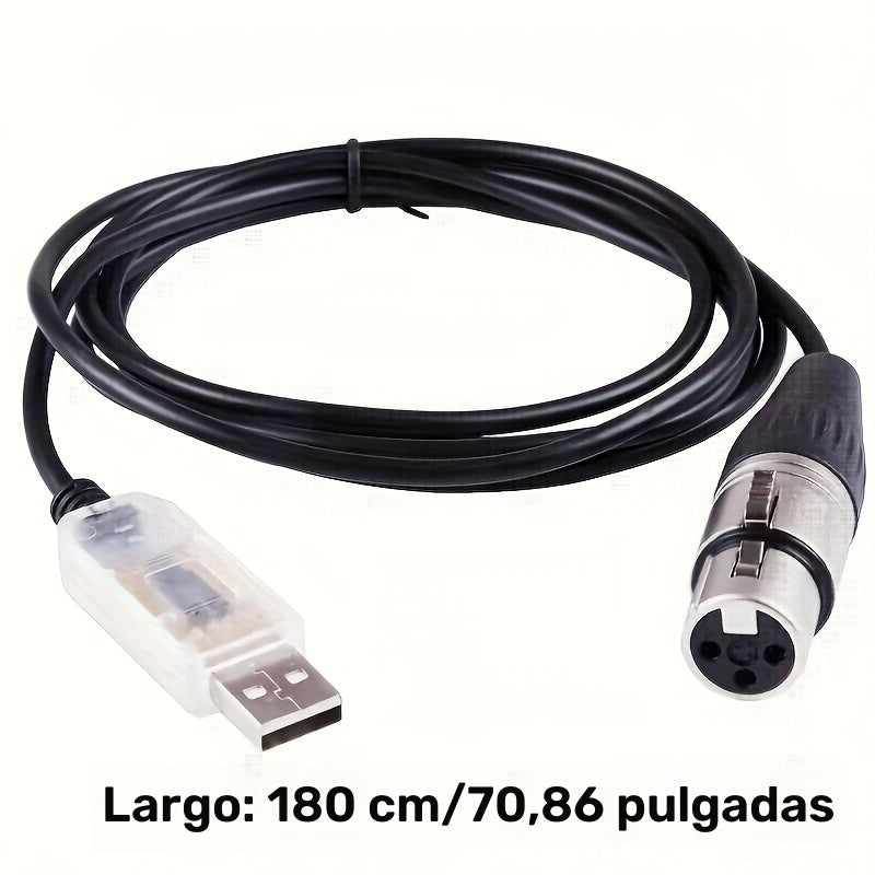 Adaptador de interfaz XLR 3 pines a DMX512 USB, compatible con el software Freestyler, para control de iluminación de escenario, controlador de luz, controlador de intensidad, conversor de serie RS485, cable de soporte, compatible con Windows 7/8/10, Mac
