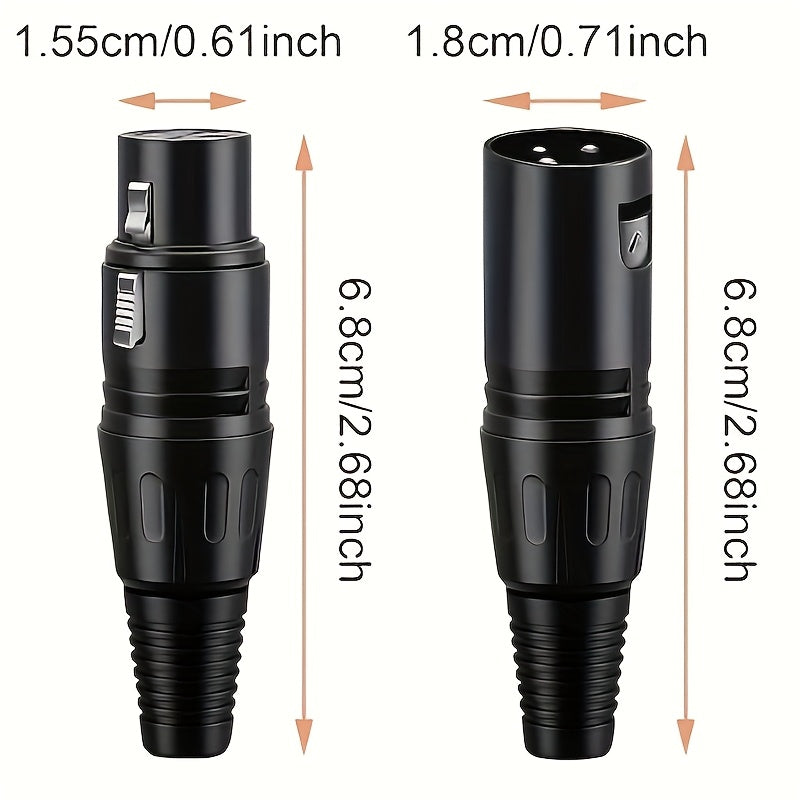 5 pares de conectores de cable de micrófono XLR DMX 3 pines - Masculino a femenino, enchufe en forma de serpiente para conexión de audio, construcción duradera de hierro, no cargado, acabado de soldadura, ideal para actuaciones en vivo y grabación, conec