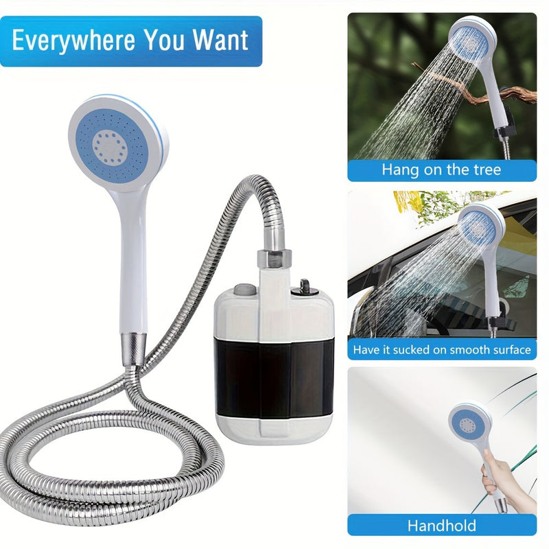 Puerta de Ducha Eléctrica Portátil para Camping con Carga USB, Ideal para Playa, Natación y Senderismo - Incluye Manguera, Kit de Ducha Externa para Viajes en Autocaravana