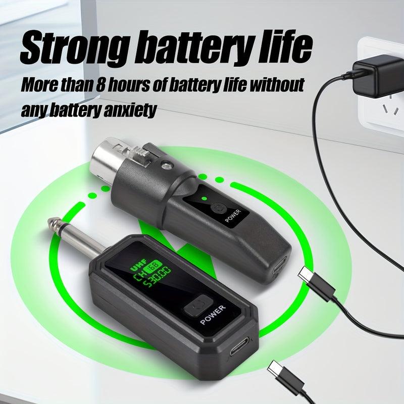 Juego de Transmisor y Receptor sin varillas XLR de Alta Calidad, Sistema de Transmisión 2.4GHz para Micrófonos Dinámicos, Ideal para Mezcladores de Audio y Sistemas PA