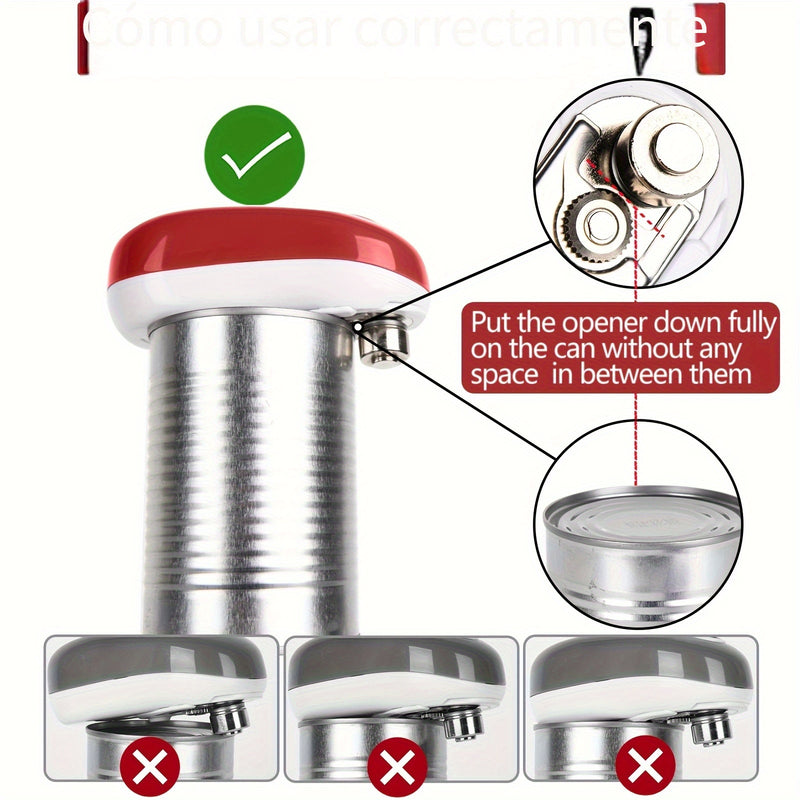 1pieza TEMMYS Abridor de Lata Eléctrico Automático, Abridor de Tarro con Batería, Dispositivo de Seguridad de Alta Potencia, Fácil de Usar para Abridores de Lata de Cocina, Material de Plástico, Voltaje de Funcionamiento ≤36V (Batería no Incluida) para I