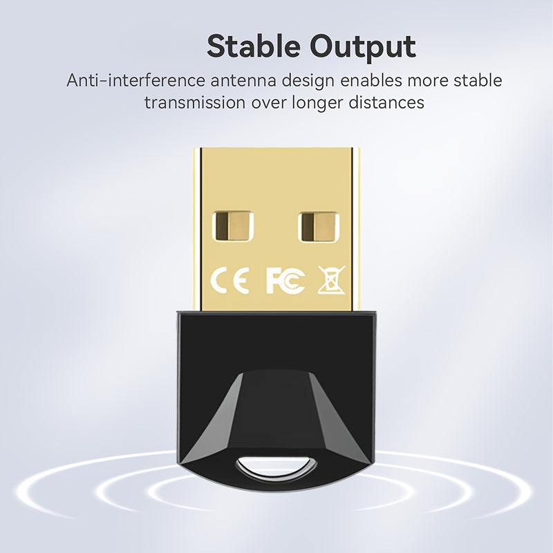 Adaptador sin varillas 5.4, Conectar y Usar USB para PC sin Controladores, Compatibilidad Retrocompatible Automática con Dispositivos Versións 5.3/5.1/5.0/4.2/4.1/4.0, Adecuado para Altavoz y Receptor de Auriculares