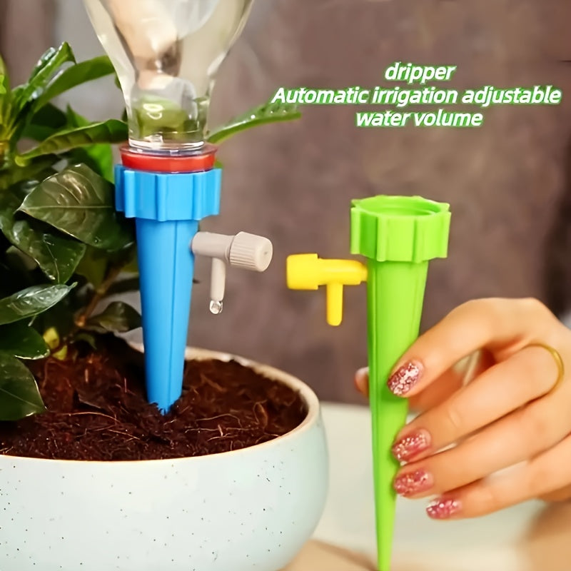 20 piezas de regadera automática con boquilla ajustable, que cuenta con una válvula de liberación lenta adecuada para grifos de EE. UU./UE, plástico duradero para plantas de vacaciones al aire libre - Colores aleatorios, boquilla de manguera de jardín, c