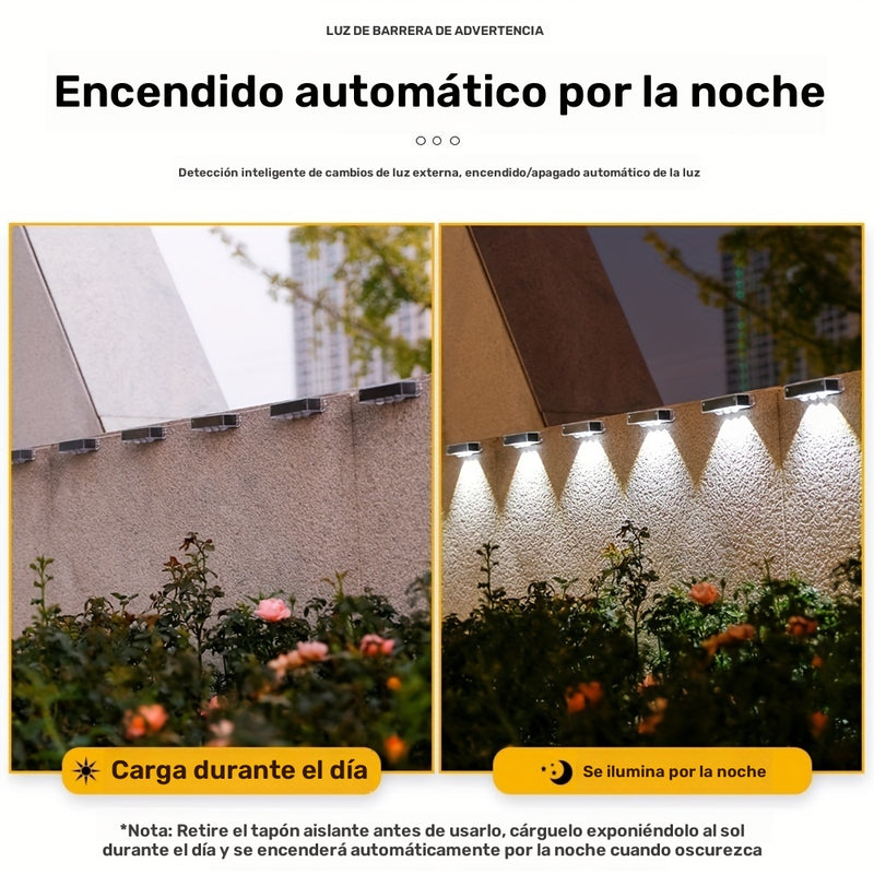Luces solares para cercas, 4 piezas, luces solares exteriores, iluminación solar para cercas, ideal para jardín, patio, muro, terraza y escaleras [Blanco cálido