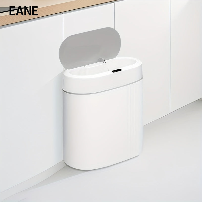 Basurero Inteligente EANE con Tapa - Sensor Sin Contacto, Funciona con Batería (36V), Diseño Moderno y Compacto para Cocina, Baño o Sala, Material PP Duradero, y Blanco, Eliminación de Residuos