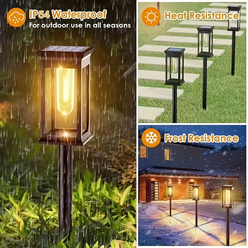 Paquete de 4/8 luces solares de hierba de tungsteno - Iluminación exterior LED para caminos, jardines, patios y corrales con diseño de montaje semienterrado, sombra de polipropileno y sin control remoto, luces solares para jardines, iluminación de camino