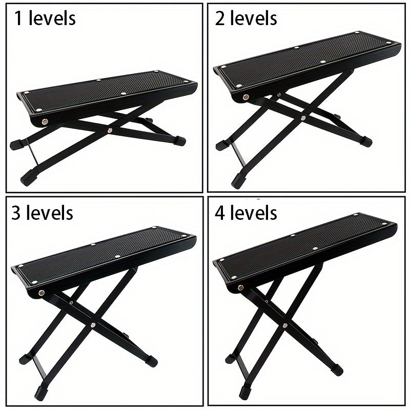 Delicia del ProGuitarrista - Pedal de Guitarra Metálico Ajustable de 4 Niveles con Diseño Plegable, Reposapiés Ergonómico y Construcción Duradera para una Experiencia de Juego Mejorada