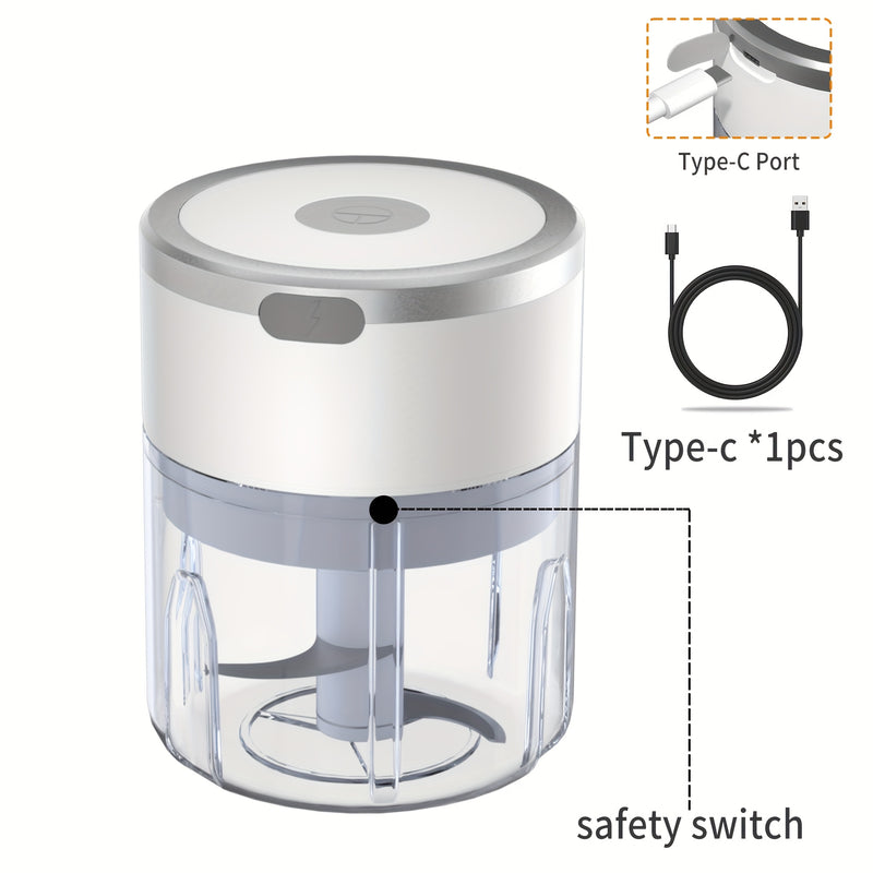 Molider de ajo eléctrico automático de 8,45 onzas y molinillo de carne - Procesador de alimentos multifuncional para cocina con batería recargable, portátil para moler carne, rellenar y más, preparación de alimentos | Gadget de cocina moderno | Cuerpo de