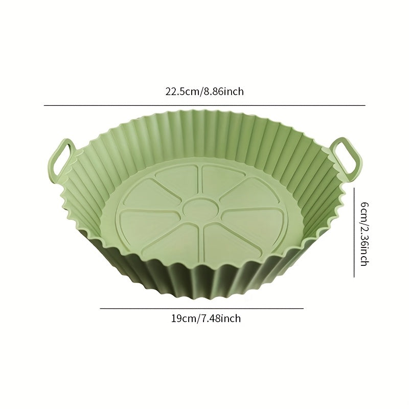 2 piezas de funda de silicona mejorada y reforzada para freidor de aire de grado alimenticio, adecuada para freidor de aire de 5-6 litros, fácil de limpiar y reutilizable, bandeja de silicona reforzada con almohadilla antideslizante.