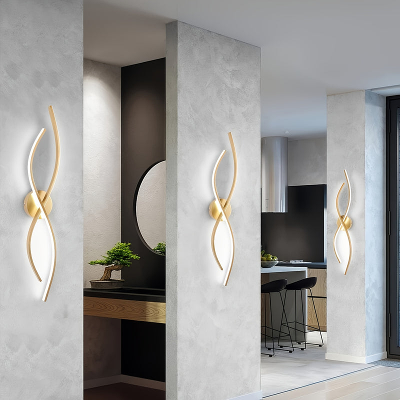 1 Juego de Lámparas de Pared LED Mini Modernas con Acabado Dorado - Diseño Semi-Encajonado Elegante para Dormitorio, Sala de Estar, Iluminación de Pasillos, Luces Decorativas para Espejos, Conectado a Tierra 110-240V, Uso en Ubicaciones Secas, Iluminació