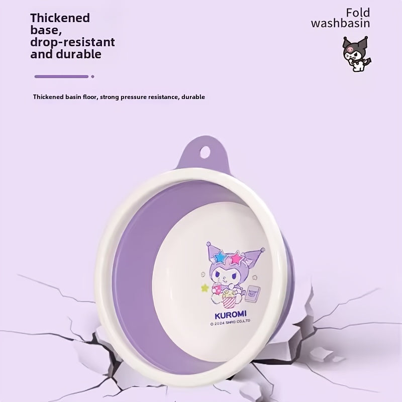 Sanrio Hello Kitty Lavabo Plegable - Fregadero Compacto con Gancho Colgante, Bañera para Lavar Platos y Pies para Cocina, Baño o Viajes - Accesorio de Baño Divertido, Diseño Antifugas, Contenedor Multiusos, Ideal para Espacios Pequeños