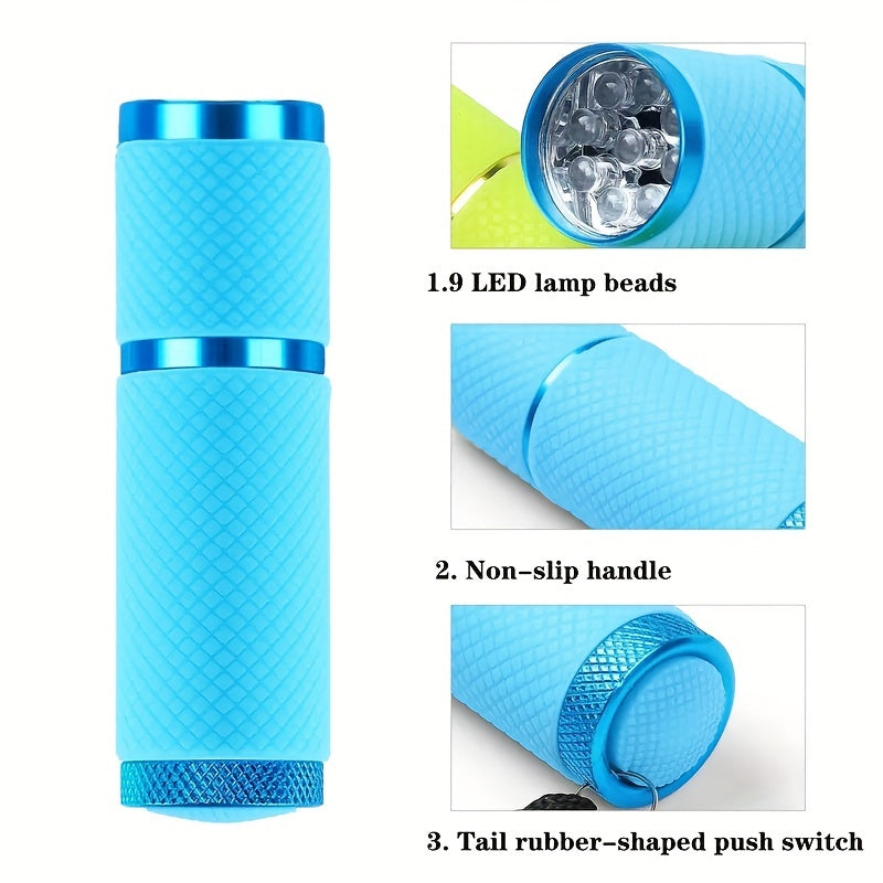 Linterna portátil mini con 9 cuentas de lámpara para esmalte de uñas de secado rápido y gel, y fotografía