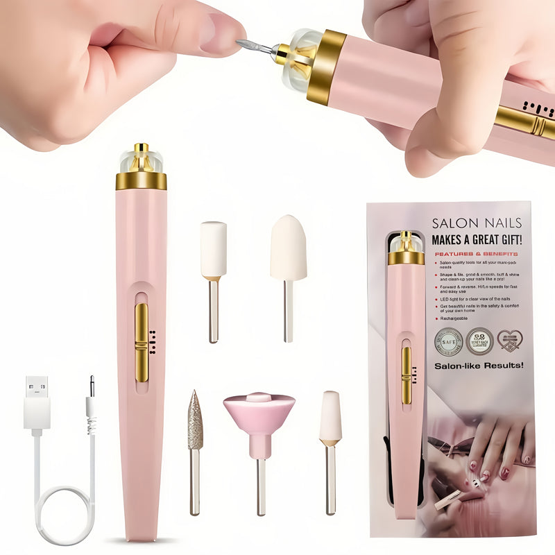 Drill eléctrico de uñas USB, profesional para uñas de acrílico y gel, incluye lima de uñas y empujador de cutículas, juego de lima de uñas eléctrica para manicura y cuidado de pies, sin olor, con luz LED, batería duradera, elección ideal para regalos de