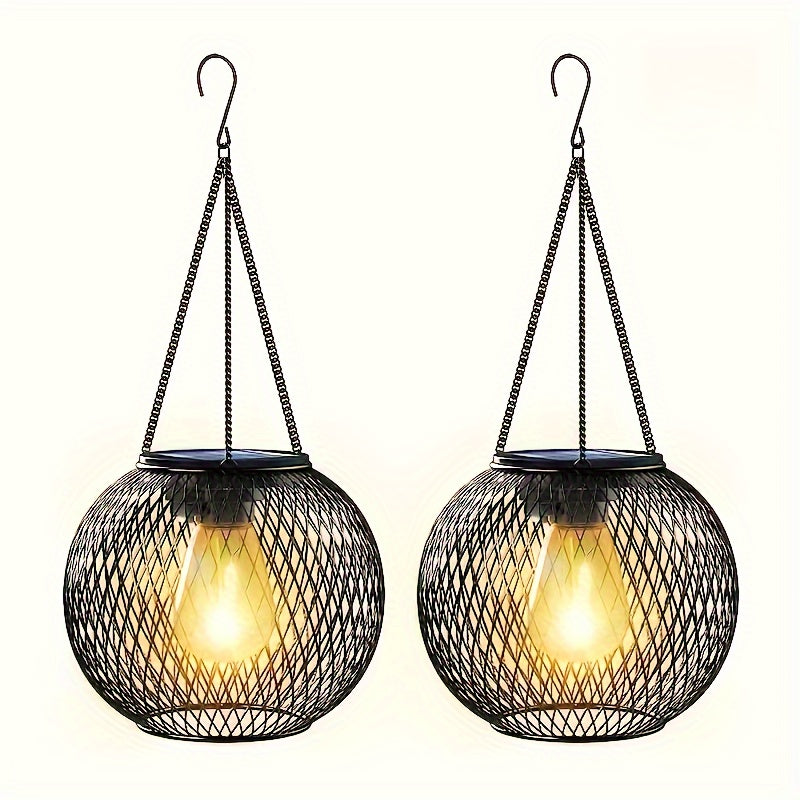 2pcs/4pcs Nueva Linterna Solar Exterior, Versión Mejorada Lámpara Solar Colgante para Jardín Exterior, Candelabro Metálico Decorativo, Luz Solar de Árbol Adecuada para Jardín, Patio y Camino