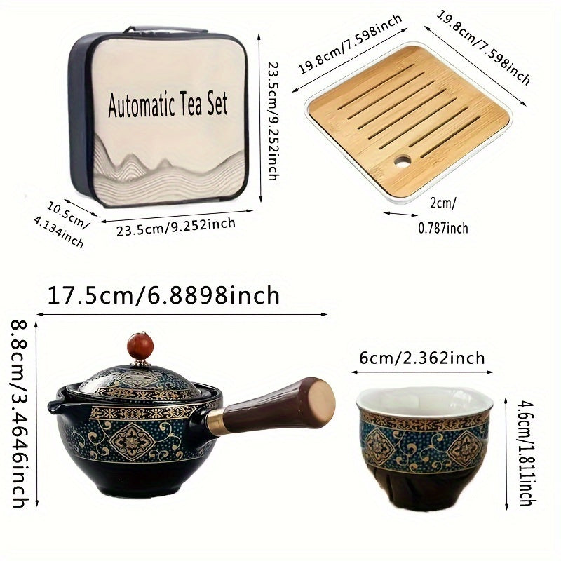 1 Set, Tetera Con Tazas De Té, Taza De Té, Taza De Café, Juego De Té De Cerámica, De Viaje, Juego De Té Kung Fu, Tetera Giratoria De 360 °, Juego De Té Automático De Cerámica De Viaje, Taza De Té Kung Fu Para El Hogar, Portátil, Ideal Para Viajar, La Ofi