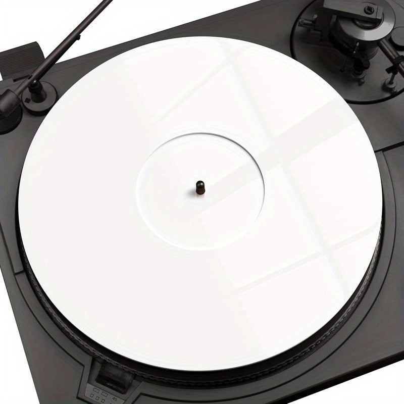 Alfombrilla de Acrílico Blanca para Tocadiscos - 30.48cm Plancha Antideslizante para Tocadiscos de Vinilo - Cubierta Antiestática, Reduce Ruido y Estática - Calidad de Bajos Más Fuertes, Material Duradero de PMMA, Protege de Polvo y Residuos, Alfombrilla