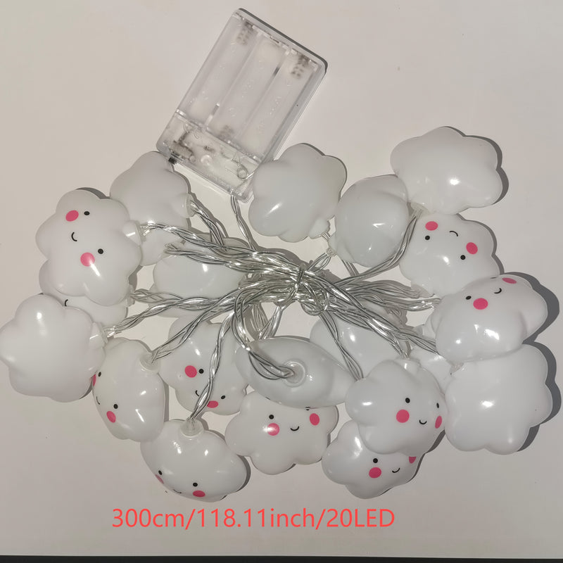 Luces de Cadena LED Nube Alegre, Adecuadas para Fiestas Festivas, Bodas, Hogar, Dormitorio, Decoraciones Navideñas, Alimentado por Caja de Baterías (Pilas No Incluidas)