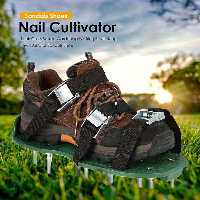 1 Par de Zapatos para Jardinería con Púas de 4.19 cm - Herramienta Manual para Aerar Césped, Antideslizante para Cortacéspedes y Trabajos en el Jardín, Compatible con Césped Natural y Artificial - Calzado Resistente al Clima, Diseño Robusto, Durabilidad
