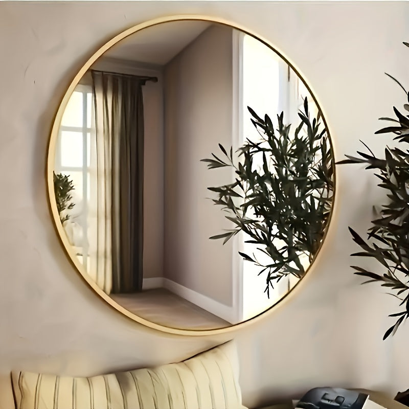 Espejo de Pared Redondo de 15.7 Pulgadas | Alta Definición, Marco Delgado | Versátil en Negro o Dorado | Estilo Minimalista Moderno para Baño y Sala de Estar | Fácil Instalación