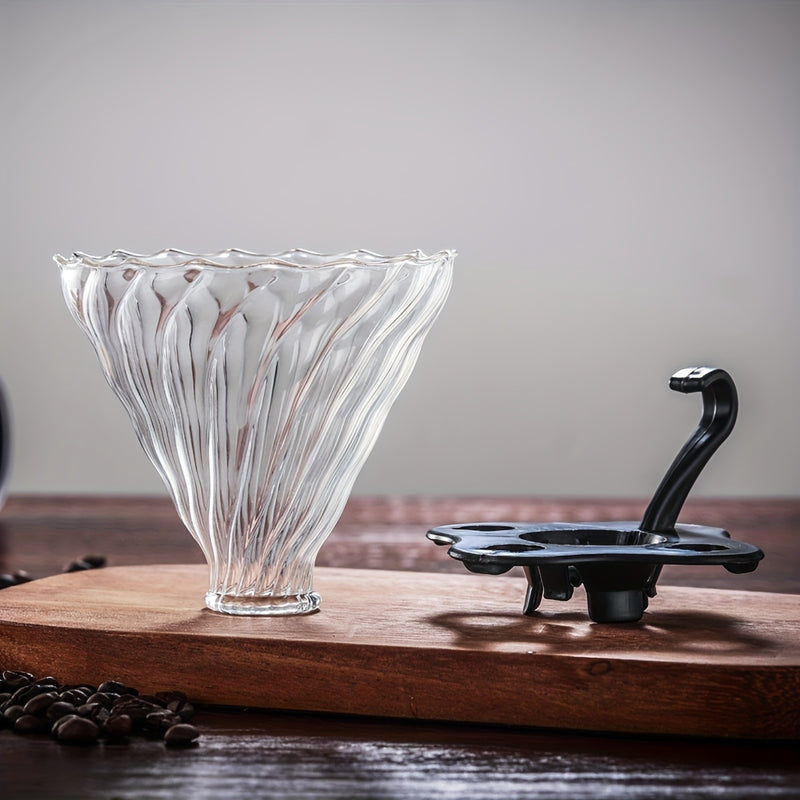 Juego de tres piezas de cafetera de vidrio de borosilicato resistente al calor, con taza de filtro con asa desmontable, cafetera de goteo transparente, adecuada para café preparado a mano, elección ideal para el hogar, oficina, cafetería, disponible en t