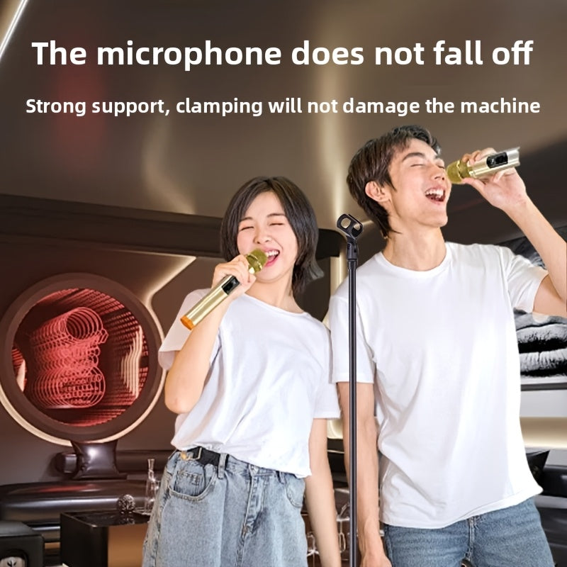 Soporte de Micrófono Ajustable para Suelo con Pinza, Base Triangular Resistente – Ideal para Transmisiones en Vivo y Karaoke: Canto en Casa, Fiestas Privadas, Discursos y Actuaciones al Aire Libre/Interior – Soporte Duradero Multiusos