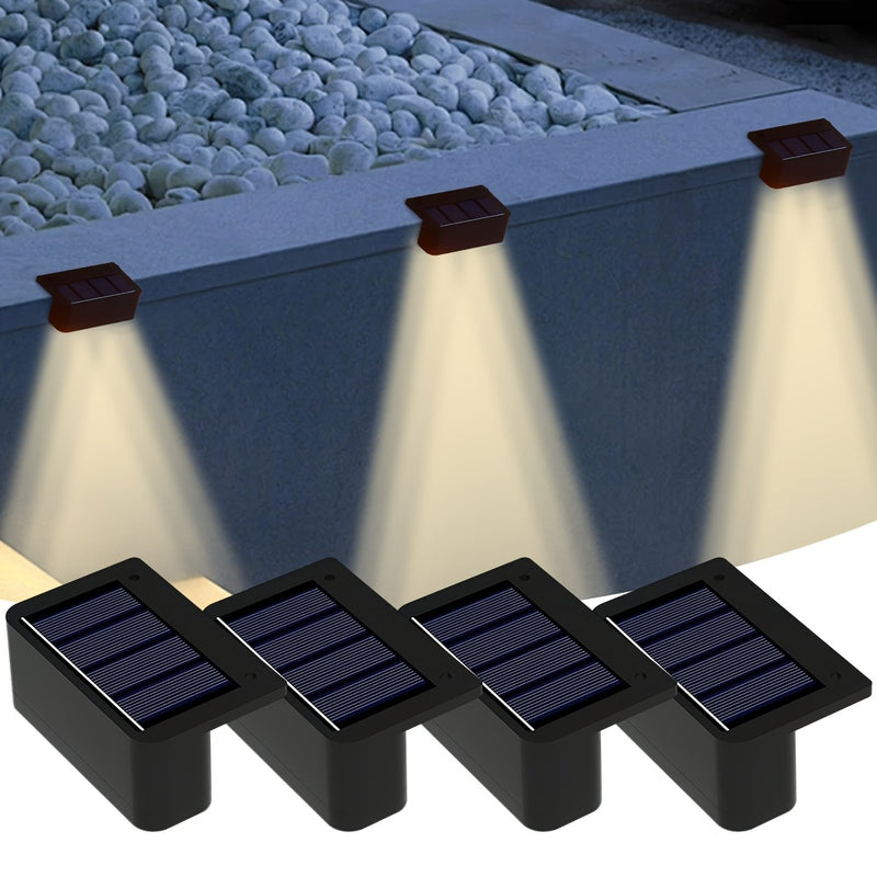 4/8pcs Luces Solares para Escalones con 3 LED - Encendido/Apagado Automático y Modos de Doble Deteción, Iluminación de Pared Eficiente en Energía con Acentos de Cristal, Seguras para Personas Mayores, Ideales para Piscinas, Airbnb y Entradas (Incluye Her