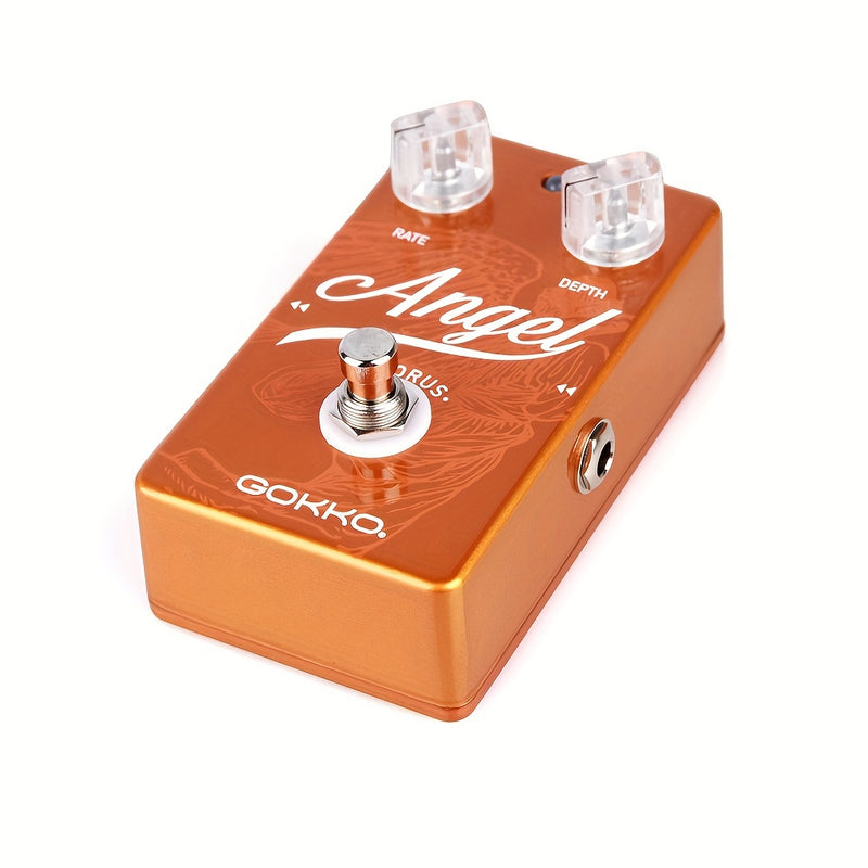 Pedal de Guitarra GOKKO ANGEL CHORUS GK-23 - Efectos de Coro Analógicos Clásicos con Control de 2 Perillas (Velocidad y Profundidad), Acabado Vibrante Naranja-Rojo, Cuerpo de Aluminio Ligero - Perfecto para Tonos Limpios a Alta Ganancia, Configuraciones