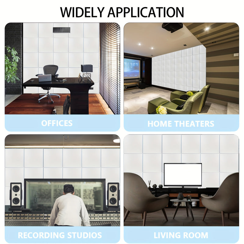 12 piezas de Paneles Absorbentes de Sonido de Alta Densidad Blancos, 30cm x 30cm x 0.9cm - Ideales para Oficinas, Estudios de Música, Salas de Grabación, Aulas, Cine en Casa y Reducción de Ruido en Dormitorios, Pared Decorativa, Techo
