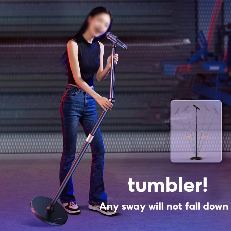 Soporte de Micrófono de Aluminio Versátil - Conector XLR, Diseño de Suelo a Techo para Transmisiones en Vivo y Actuaciones en Escenario