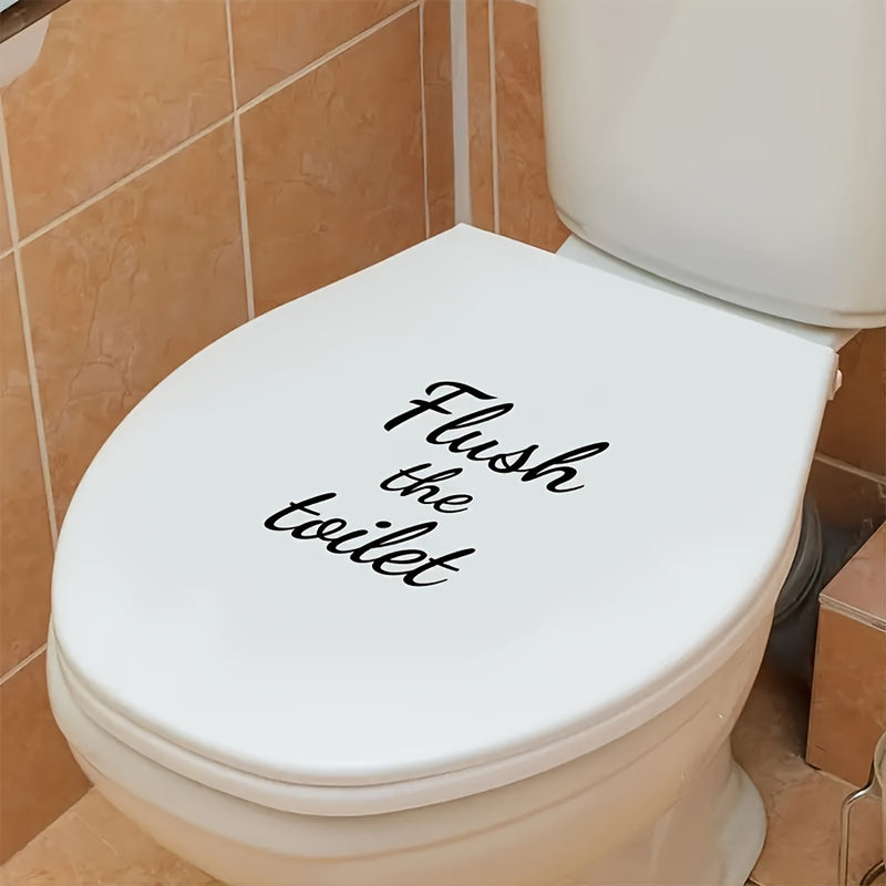 1pc de calcomanía de tapa de inodoro de vinilo - Recordatorio de "Flushing el inodoro, cierre la tapa", señal de baño autoadhesiva reutilizable con características de ornamentación para superficies de plástico