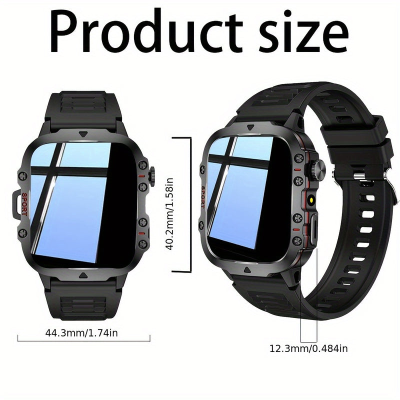 Reloj Inteligente, Pantalla táctil completa de 4,65 cm, Seguimiento de actividad, Pulsera y mensaje, Podómetro, Múltiples modos deportivos, Compatible con iPhone/Android, Estilo simple, Caja de aleación cuadrada, Pulsera de silicona, Accionamiento electr