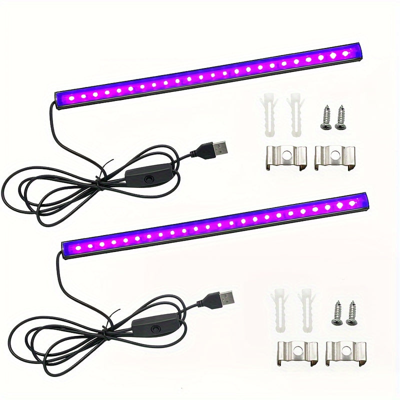 1pc/2 USB 10W 12 pulgadas Barra de luz LED negra para dormitorio, póster de pintura fluorescente, fiesta que brilla en la oscuridad.