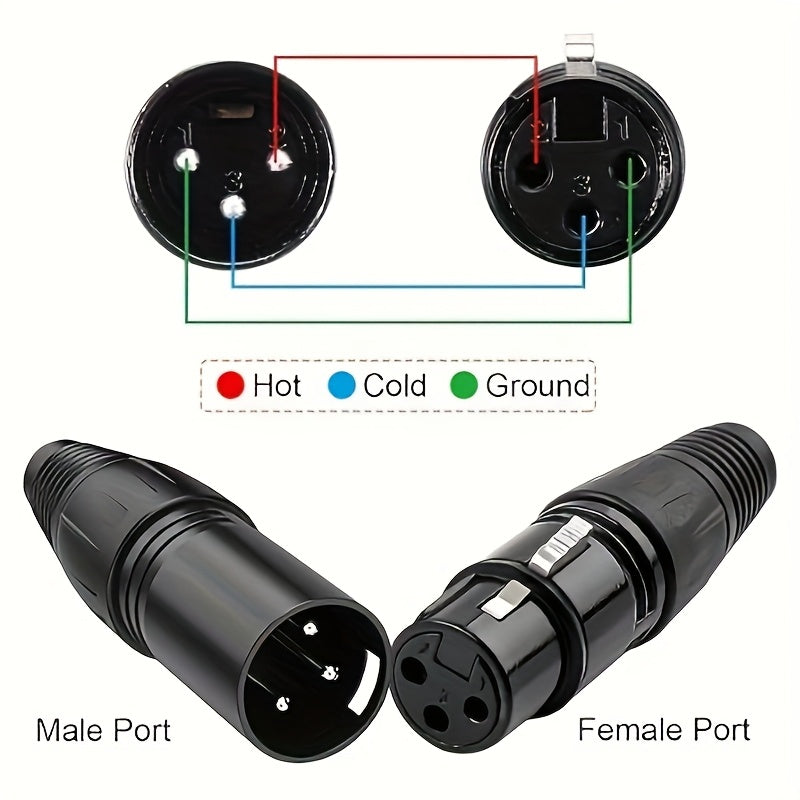 5 pares de conectores de cable de micrófono XLR DMX 3 pines - Masculino a femenino, enchufe en forma de serpiente para conexión de audio, construcción duradera de hierro, no cargado, acabado de soldadura, ideal para actuaciones en vivo y grabación, conec