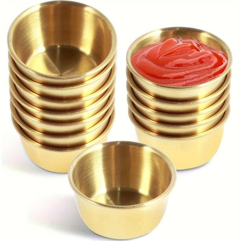 12 piezas de tazones de acero inoxidable para salsa, tazas de condimento mini de 45 ml, platos de condimento reutilizables para uso doméstico y en restaurantes.