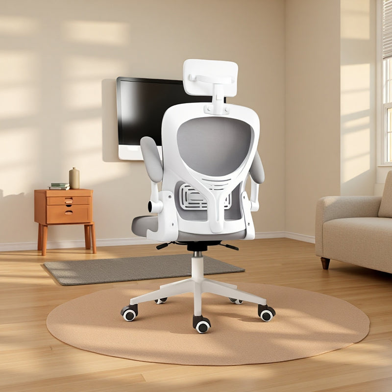 14 Posiciones Ajustables, Inclinación Manual, Silla de Oficina con Espuma Viscoelástica y Soporte Lumbar Ergonómico para 8 Habitaciones - Malla Transpirable Cómoda, Ideal para Todas las Estaciones (12 Meses)